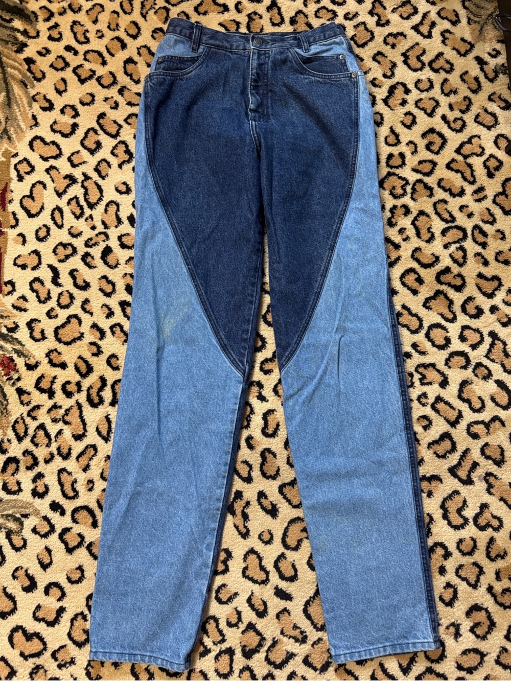 Straight Leg Two-Tone Blue Jeans
